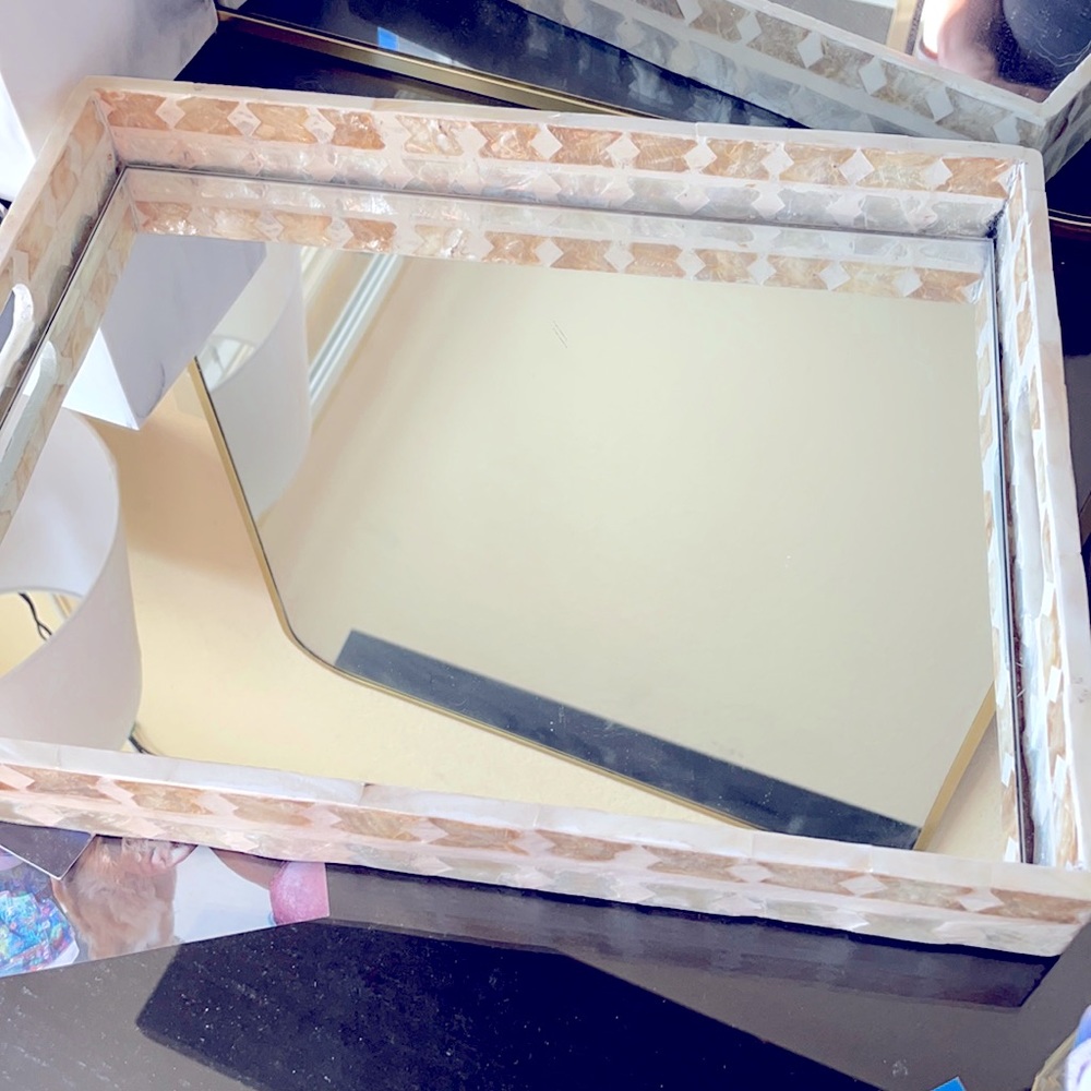 Cute mirror vanity tray